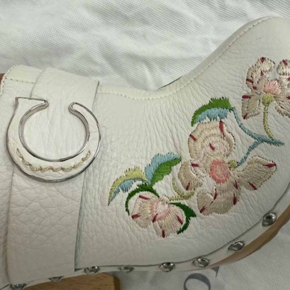 Dior Floar Clog Heels - White Leather - Size 37 (US 6.5) - Picture 4 of 5